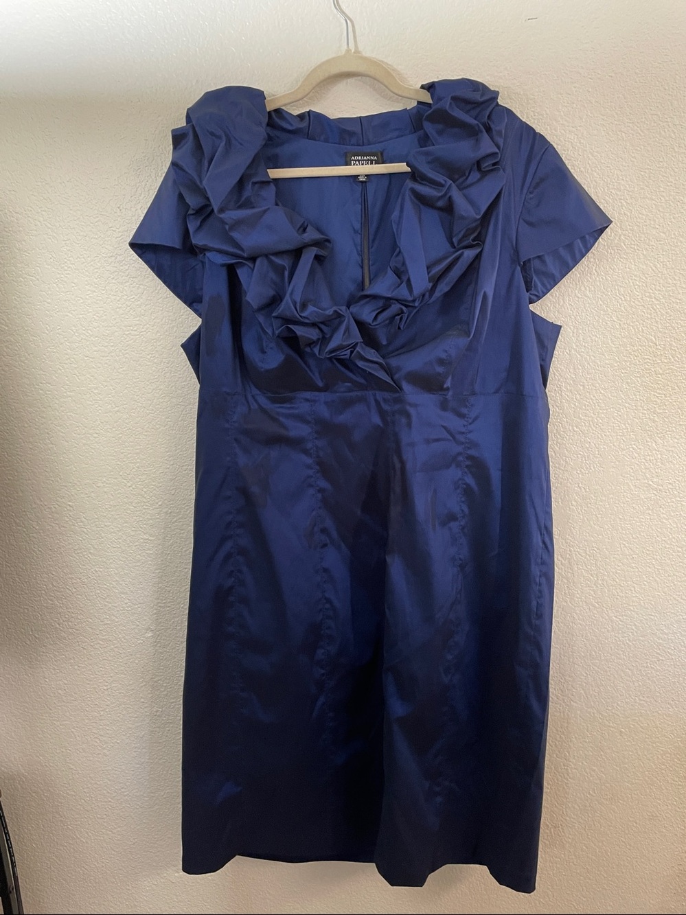 Adrianna Papell Royal Blue IndigoTaffeta Ruffle Midi Evening Dress 22w Wedding
